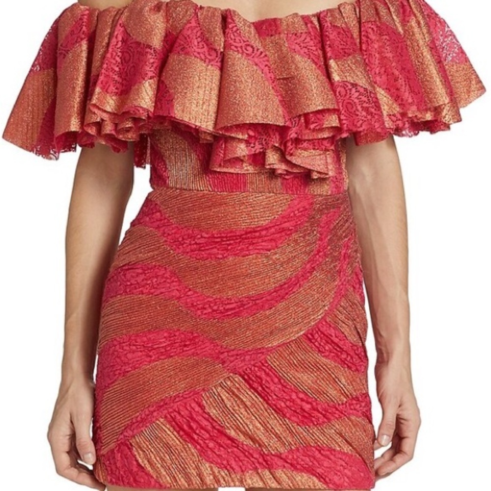 NWT off the shoulder fuchsia Raisa Vanessa dress from Saks Fifth Avenue.